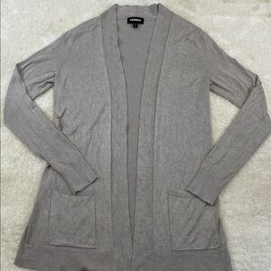 Express Women’s Open Front Cardigan Long Sweater Oatmeal Color Sz M